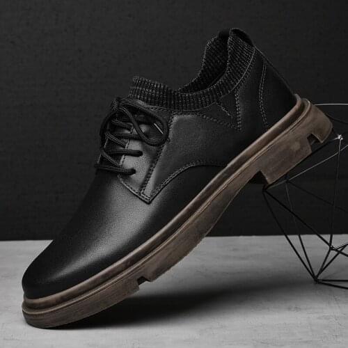 Mens Genuine Leather Shoes High Quality Sock Shoes Men Ankle Boots Cow Leather Thick Bottom Mens Shoes Luxury Oxfords Shoes Man