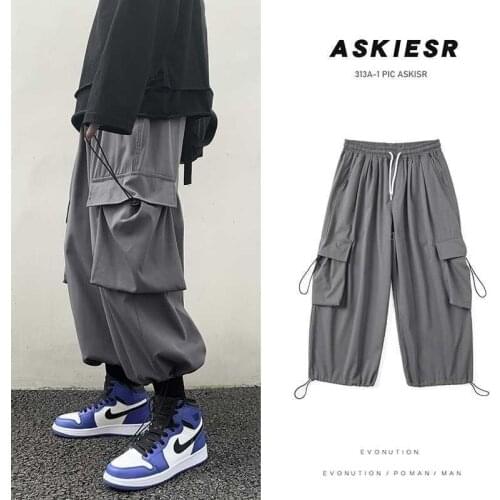 2021SS new casual cargo pants men women Korean trend sport ankle-length bottom preppy all-match techwear overalls loose trousers