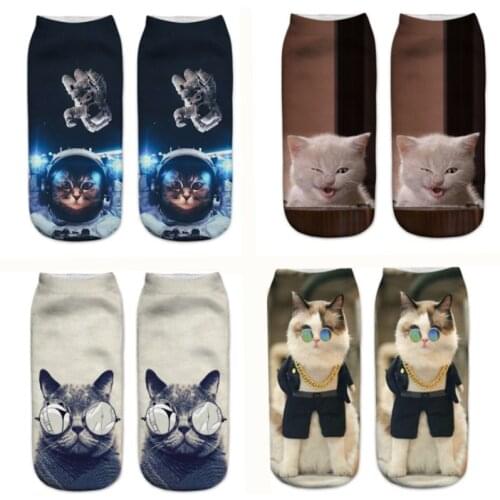 New 3D Print Funny Cute Cartoon Kitten Unisex Short Socks Creative Colorful Multiple Cat Face Happy Low Ankle Socks For Women