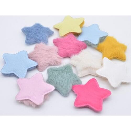Wholesale 60Pcs Soft Plush Mink Hair Star Applique for DIY Clothes Hat Shoes Sewing Supplies Patches Hair Clips Bow Decor P78
