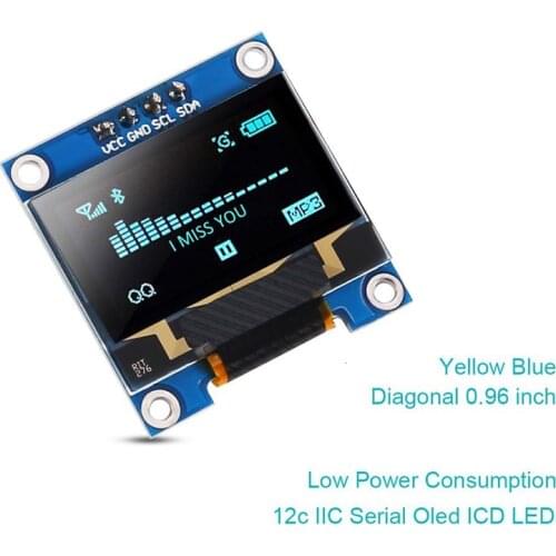Raspberry Pi 4 Screen 0.96 Inch Lcd Display Module Iic Serial Yellow Blue 128x64 I2c Ssd1306 12864 Lcd Screen Board For Arduino