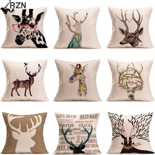 Christmas Cotton Linen Cushion Cover Sofa Cushions Plant Throw Pillow Christmas Decorations For Home Decoration Natale 2021