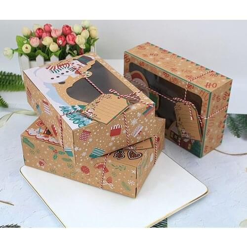 Christmas Cookie Box Bakery Gift Boxes Kraft Paper Box Christmas Candy Box Large Gift Cookie Box Gingerbread Packaging Box 2