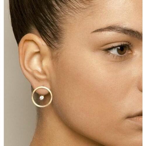 BUDROVKY Zircon Rould Stud Earrings For Women 2020 Original Gold Plated Brief Korean Earrings Girls Gift For Women Jewelry