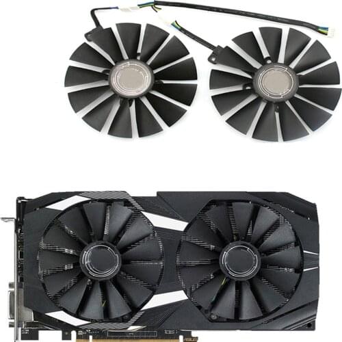 Replacement Cooling Fan 4PIN Video Card Cooler Fan Graphics Card Fan for ASUS DUAL-RX580-8G Repair Parts