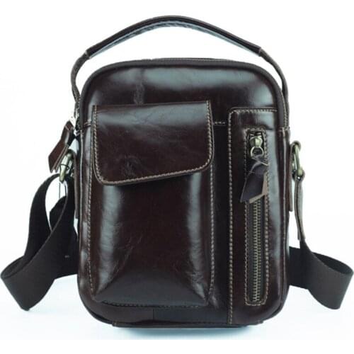 Famous Retro Male Totes handbag first layer Cowhide leather mens shoulder messenger bag leather vertical mens Crossbody bag