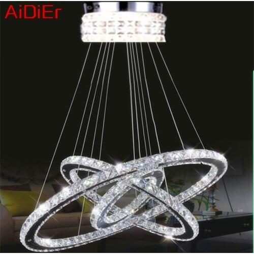 LED 3 ring diamond crystal Chandeliers modern luxury K9 crystal Lustres LED Chandelier Stainless steel crystal hall room lights