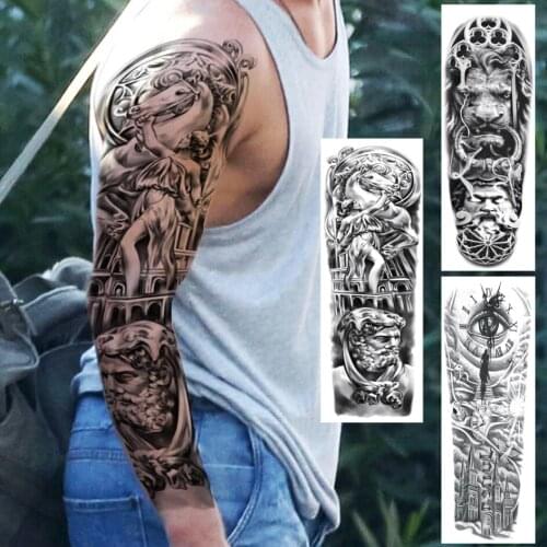 Vintage Unicorn Big Temporary Tattoos Sleeve For Men Women God Nun Horse Tattoo Fake Sticker Realistic Full Arm Waterproof Tatoo