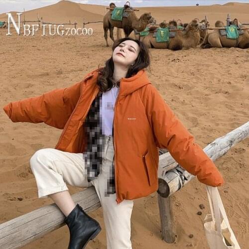 Windproof Warm 2020 New Oversize Women Parkas Hooded Black White Orange Color Female Coat