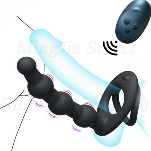 Penis Vibrator Sex Toys For Couples Men Vibrating Cock Ring Strapon Dildo Erection Clitoris Stimulator Anal Beads Butt Plug