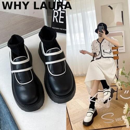 Japanese high school student shoe girl girl lolita shoe flat shoe uniform PU leather loafer loafer platform platform shoes