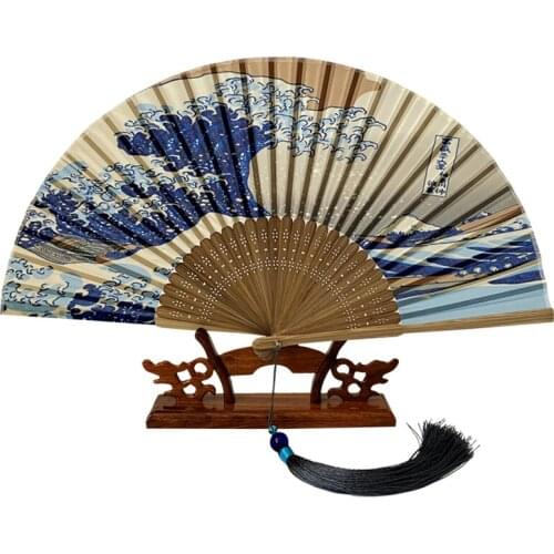 Japanese Style Japanese Style Ukiyo-E Kanagawa HAILANG Mount Fuji Folding Fan Japan Japanese Fan Men and Women Craft F