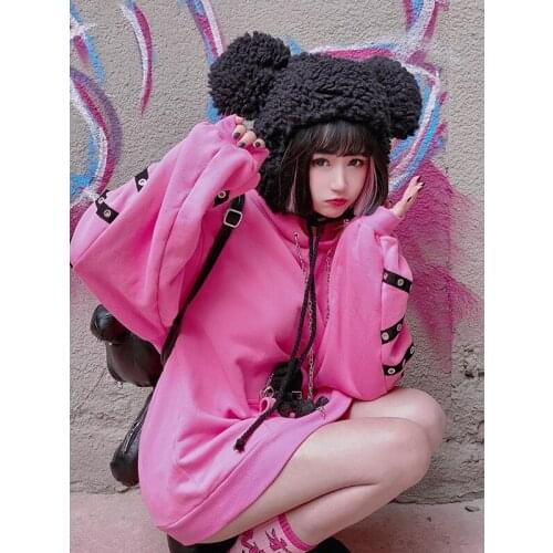 Women little bear black bear ear skullies hats cute soft girls kawaii lamb woolen winter hat beanies