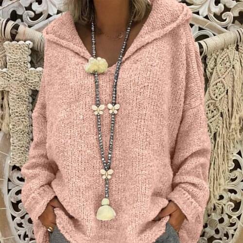 Women Sweaters Winter Hoodies Long Sleeve Hooded Sweater Sweatshirts Knitted Sweater Pullover Women Sweatshirt Pullovers Topop