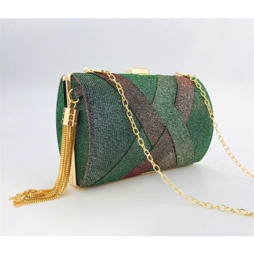 Women Clutch Bags Luxury Discoloration Sequin Purse Handbag Wedding Party Evening Bag for Women Ladies Tassel Shoulder Bag