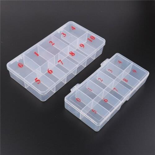 10/11 Cells False Nail Art Tips Box Acrylic Storage Case Natural Translucent Plastic Fake Manicure Nail Tool