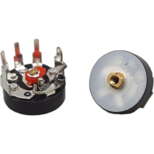 100PCS 10K RV12MM B103 B10K radio potentiometer 5pin BENT FEET WITH SWITCH ON/FF Power amplifier volume Dropshipping