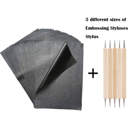 100Pcs Carbon Copy Paper for Tracing Transfer Graphite Painting Black Carbon Paper A4 Reusable for Wood Paper Canvas with Tool