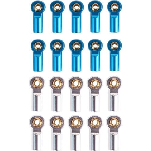 20Pcs Metal M3 Link Tie Rod End Ball Joint for 1/10 RC Car Crawler AXIAL SCX10 D90 D110 Tamiya CC01,Blue & Silver