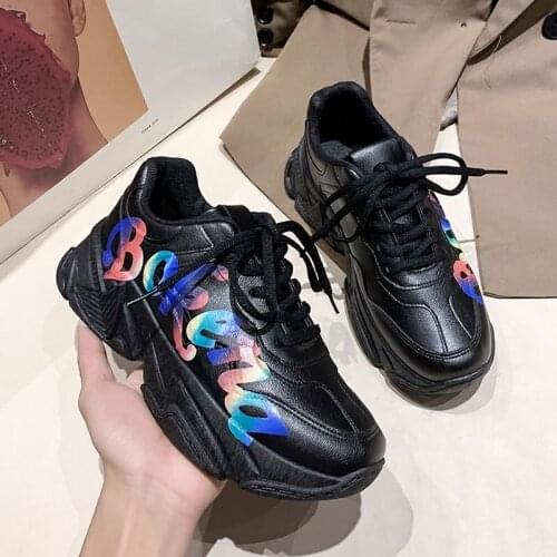 2021 Fashion New Dad Shoes Women Sneakers Womens Sports Shoes Lace Up Platform Bottom Vulcanize Shoes Comfortable Footwear