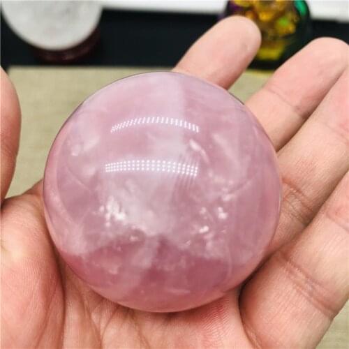 40-45mm Natural Pink Rose Quartz Crystal Healing Ball Sphere + Stand