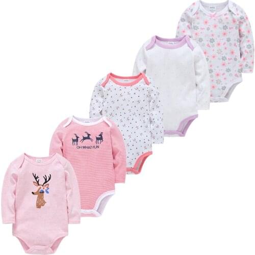 Toddler Autumn Baby Girl Clothes 3 5 Pcs Long Sleeve 100%Cotton Jumpsuit Long Sleeve Boy bebe Overalls Bodysuit