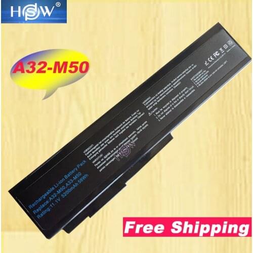 HSW 6 CELLS Laptop Battery for Asus N53S N53J N53JQ A32-N61 A32-M50 N43 N61JQ For G60 G60VX L50 L50Vn