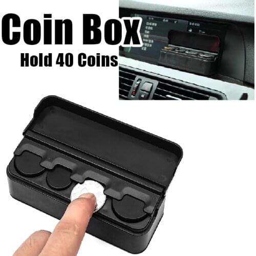 Wooeight Black Universal Automatic Euro Coin Organizer Storage Contain Coins Purse Wallet Holder Auto Coin Box Change Money Case