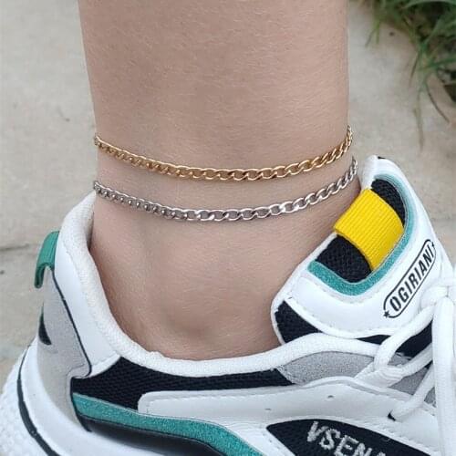 Cuban Link Chain Anklets For Women Hip Hop Jewelry Stainless Steel Bizuteria Damska 4mm Curb Chain Tobilleras Gold Anklet Men