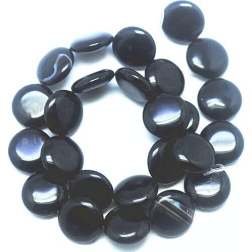 25pcs natural black onyx for DIY jewelry beads accessories coin shape size 16mm