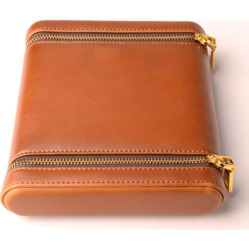 6 Capacity Cedar Wood Humidor Leather Cigar Case Travel Cigar Humidor Box Retro Smoking Accessories W/ Cigar Humidifier