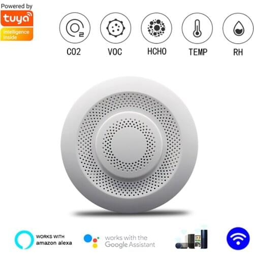 Tuya Zigbee CO2 Hcho VOC Detector Air Monitor Formaldehyde Carbon Dioxide Sensor Wifi Home Automation Warning Alarm Detector