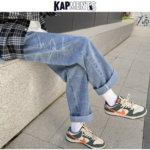 KAPMENTS Men Baggy Jeans Vintage Cargo Pants 2021 Spring Mens Korean Streetwear Tie Dye Denim Joggers Man Loose Fashion Trousers