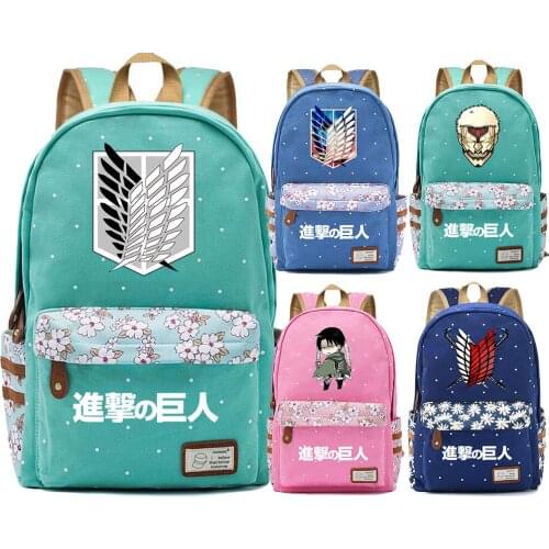 F0803Attack on Titan Freedom Wings Buckle Children Schoolbag Girls School bag Women Bagpack Teenagers Canvas Lady Femme Backpack