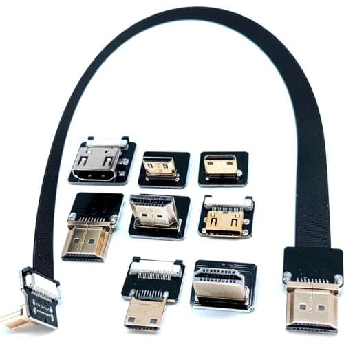 FPV Micro Mini HDMI-compatibe 90 Degree Connector FPC Flexible Flat Ribbon Cable FFC pitch 20pin for Drone Gopro DSLR gimbal kit