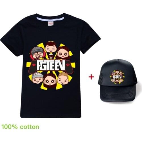 Boys Cartoon FGTEEN t shirt black Summer Girls Streetwear fgteev the family game Children Hip hop Kids Clothes Baby Funny Tshirt