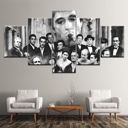 Goodfellas Godfather Scarface Canvas Painting Sopranos 5 Piece Art Mural Painting for Poster Paper Print Home Decor
