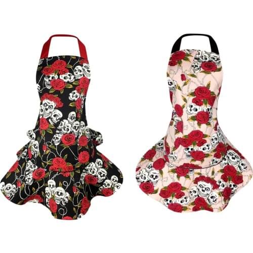Cotton Kitchen Aprons Women Dress Restaurant Apron Restaurant Dress Pink/Black