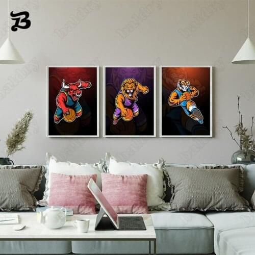 Basketball Star Team Canvas Painting Animals Lion Tiger Wall Art Nordic Posters and Prints Wall Pictures for Bedroom Decoration