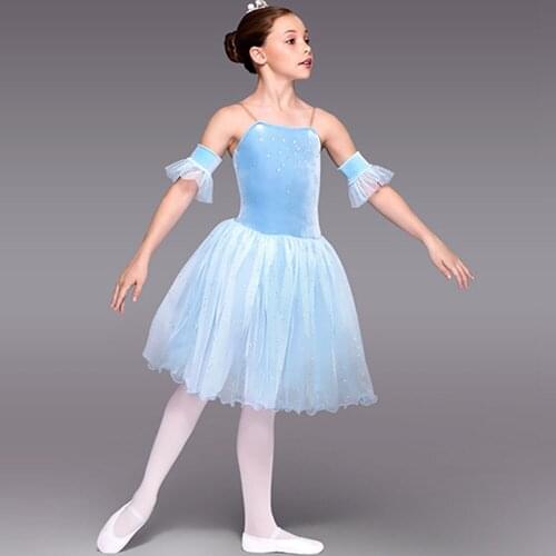 Good Quality Ballet Dance Dresses For Girl Blue Color Fantasia Braces Skirts Children Feminine Schoolgirl Examination Suits B162