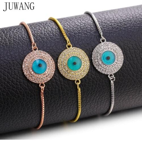 JUWANG 2020 Handmade DIY Link Bracelets For Women Girl Gifts Evil Eye Connector Charm Adjustable Chain Bracelet Fashion Jewelry