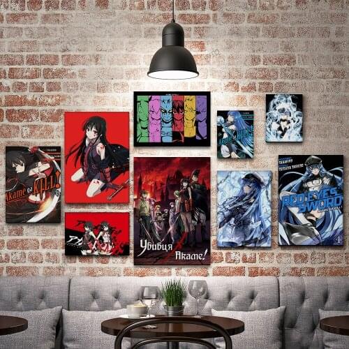 WTQ Canvas Painting One Piece Poster Retro Poster Akame Ga KILL Wall Decor Wall Art Picture for Living Room Decoration Home Deco