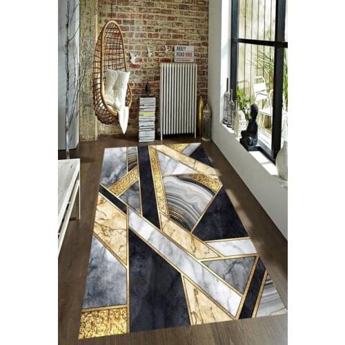 Golden Marble Pattern Digital Printed Living Room Carpet