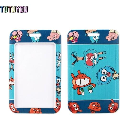 1pcs PC2755 Cartoon Blue Creative Lanyard Card Holder Student Hanging Neck Mobile Phone Lanyard Badge Subway Access Card Holder