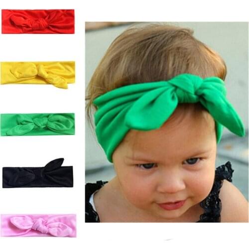 2021 Best Sale Children Matching Headband Baby Girls Rabbit Ear Bowknot Hair Bands Knitted Headwear Baby Hair Accessories