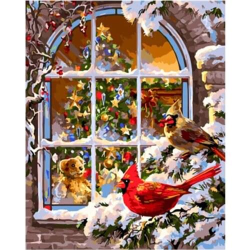 Coloring By Numbers Bird On Canvas With Framed 40x50 DIY Handmade Kits Acrylic Paint For Adults Pictures By Number Decor