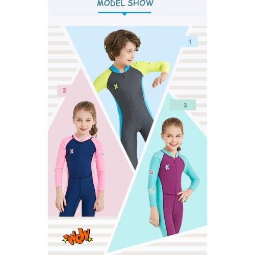 New Kids Swimwear Jump Suit Long Sleeve Dive Wetsuit Sunproof Beach Wear Children Swim Wear Surf Diving Suit LS-18821