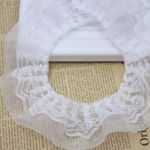 41Yards Ruffle Lace Trim Crafts Sewing Fabric White Black Polyester Pleated Ribbon for Clothing Accessories