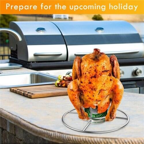 Chicken Grill Stand Stainless Steel BBQ Roasting Holder Beer Can Chicken Rack For Smoker For Indoor Outdoor Camping Accessory