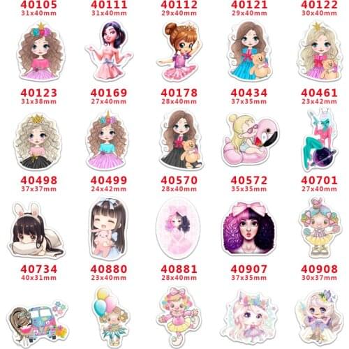 DIY Craft Supplies Sewing Accessories Cartoon Girl Printed Planar Resins Mold 30 Pieces. PR-40105